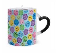 ERSTSNCK Happy Face Print Color Changing Mug Heat Changing Coffee Mugs Funny Magic Cup Heat Sensitive Travel Mug Novelty Coffee Cups Personalized Customized Gift Idea for Men & Women 11 Oz