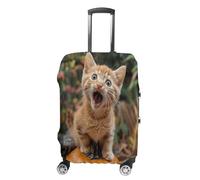 ERSTSNCK Happy Little Cat Luggage Suitcase Covers Elastic Washable Cute Luggage Protector Travel Suitcase Protective Cover For Adult (Fit 19-32 Inch Luggages) X-Large, white, M, Happy Little Cat