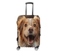 ERSTSNCK Happy Puppy Luggage Suitcase Covers Elastic Washable Cute Luggage Protector Travel Suitcase Protective Cover For Adult (Fit 19-32 Inch Luggages) X-Large, white, M, Happy Puppy