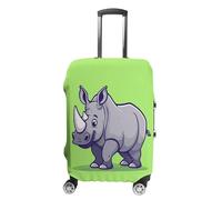 ERSTSNCK Happy Rhino Pattern Luggage Suitcase Covers Elastic Washable Cute Luggage Protector Travel Suitcase Protective Cover For Adult (Fit 19-32 Inch Luggages) X-Large, white, XL, Happy Rhino