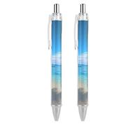 ERSTSNCK Hawaiian Beach With Palm Trees Black Ballpoint Pens Fine Point (0.5mm) Black Ink Pen Retractable Ball Point Pens with Comfortable Full Grip for Journaling, And Office Writing Ideal 2 PCS
