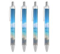 ERSTSNCK Hawaiian Beach With Palm Trees Black Ballpoint Pens Fine Point (0.5mm) Black Ink Pen Retractable Ball Point Pens with Comfortable Full Grip for Journaling, And Office Writing Ideal 4 PCS