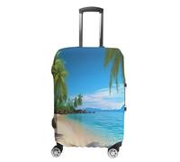 ERSTSNCK Hawaiian Beach With Palm Trees Luggage Suitcase Covers Elastic Washable Cute Luggage Protector Travel Suitcase Protective Cover For Adult (Fit 19-32 Inch Luggages) X-Large, white, S, Hawaiian