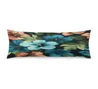 ERSTSNCK Hibiscus Flowers Pattern Body Pillow Pillowcase 20"x54" Lumbar Throw Pillow Covers with Hidden Zipper Breathable & Cozy Full Long Bodypillow Case Cover for Sleeping Bedroom Couch Sofa Decor