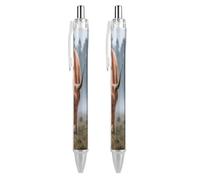 ERSTSNCK Highland Cow Black Ballpoint Pens Fine Point (0.5mm) Black Ink Pen Retractable Ball Point Pens with Comfortable Full Grip for Journaling, And Office Writing Ideal 2 PCS
