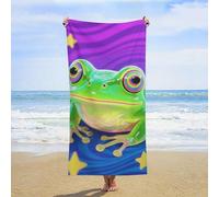 ERSTSNCK Hippie Frog Beach Towel Oversized 31" X 63" Absorbent Towels Quick Dry Pool Towel Lightweight Bath Towels Sandproof Beach Blanket for Gym Swimming Sports Travel Gifts