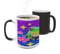 ERSTSNCK Hippie Frog Color Changing Mug Heat Changing Coffee Mug Funny Magic Cup Heat Sensitive Travel Mugs Novelty Coffee Cups Personalized Customized Gift for Men Women 11 Oz