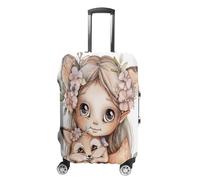 ERSTSNCK Holding A Fox Luggage Suitcase Covers Elastic Washable Cute Luggage Protector Travel Suitcase Protective Cover For Adult (Fit 19-32 Inch Luggages) X-Large, white, L, Holding a Fox