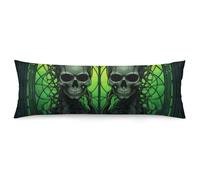 ERSTSNCK Horrifying Green Skull Body Pillow Pillowcase 20"x54" Lumbar Throw Pillow Covers with Hidden Zipper Breathable & Cozy Full Long Bodypillow Case Cover for Sleeping Bedroom Couch Sofa Decor