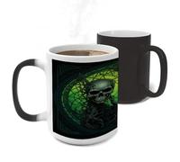 ERSTSNCK Horrifying Green Skull Color Changing Mug Heat Changing Coffee Mug Funny Magic Cup Heat Sensitive Travel Mugs Novelty Coffee Cups Personalized Customized Gift for Men Women 11 Oz