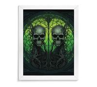 ERSTSNCK Horrifying Green Skull Diamond Painting Kits for Adults White Wood 40 * 50cm 5D Diamond Art Kits for Beginners Large DIY Full Drill Round Diamonds Gem Art Crafts Painting for Home Wall Decor
