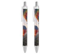ERSTSNCK Hot Air Balloons Black Ballpoint Pens Fine Point (0.5mm) Black Ink Pen Retractable Ball Point Pens with Comfortable Full Grip for Journaling, And Office Writing Ideal 2 PCS