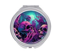 ERSTSNCK Human Hands and Bones Compact Mirror for Purse, Double-Sided 1x/2x Magnifying Metal Pocket Makeup Mirrors, Folding Mini Vanity Mirror, Handheld Round Travel Cosmetic Mirrors for Women