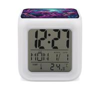 ERSTSNCK Human Hands and Bones Night Light Alarm Clock LED Display Alarms for Bedroom Smart Digital Alarm Clock Wtih 7 Colorful Ambient Lights Sleep Timer for Heavy Sleepers Simple Operation