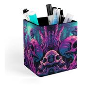 ERSTSNCK Human Hands And Bones Pen Holder, Pencil Holder Desktop Stationery Organizer Square Leather Pencil Cup Makeup Brush Storage Box for Office Home And Stationary Supplies