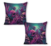 ERSTSNCK Human Hands and Bones Pillow Covers 18"x18"（2pcs） Linen Throw Pillow Covers - Double Sided Decorative Square Cushion Cases for Sofa, Bed, Chair (No Insert Included)