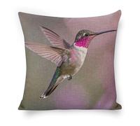 ERSTSNCK Humming Birds Pillow Covers 18"x18" Linen Throw Pillow Covers - Double Sided Decorative Square Cushion Cases for Sofa, Bed, Chair (No Insert Included)