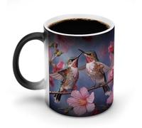 ERSTSNCK Humming Birds With Pink Color Changing Mug 11 Oz Heat Changing Coffee Mugs Funny Magic Cup Heat Sensitive Ceramics Mug Novelty Coffee Cups Personalized Customized Gift Idea for Men & Women