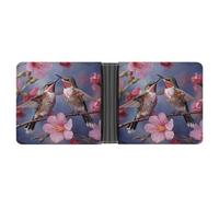 ERSTSNCK Humming Birds With Pink Wallet for Men Bifold Rfid Blocking Slim Money Clip Front Pocket Wallet Card Holder