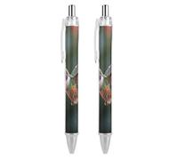 ERSTSNCK Hummingbird Hover Black Ballpoint Pens Fine Point (0.5mm) Black Ink Pen Retractable Ball Point Pens with Comfortable Full Grip for Journaling, And Office Writing Ideal 2 PCS