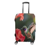 ERSTSNCK Hummingbird Hover Luggage Suitcase Covers Elastic Washable Cute Luggage Protector Travel Suitcase Protective Cover For Adult (Fit 19-32 Inch Luggages), white, L, Hummingbird Hover