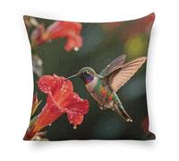 ERSTSNCK Hummingbird Hover Pillow Covers 18"x18" Linen Throw Pillow Covers - Double Sided Decorative Square Cushion Cases for Sofa, Bed, Chair (No Insert Included)