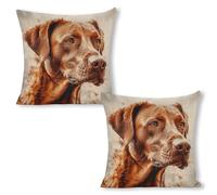 ERSTSNCK Hyper Realistic Dog Pillow Covers 18"x18"（2pcs） Linen Throw Pillow Covers - Double Sided Decorative Square Cushion Cases for Sofa, Bed, Chair (No Insert Included)
