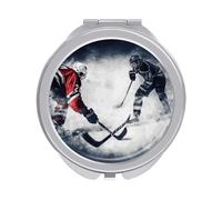 ERSTSNCK Ice Hockey Art Compact Mirror for Purse Double-Sided 1x/2x Magnifying Metal Pocket Makeup Mirrors Folding Mini Vanity Mirror Handheld Round Travel Cosmetic Mirrors for Women