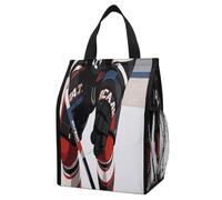 ERSTSNCK Ice Hockey Pattern Insulated Lunch Bag Leakproof Insulated Cooler Bags Reusable Cooler Tote Foldable Lunchbox for Adult Women Men for Work Travel Picnic