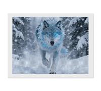 ERSTSNCK Ice Wolf Blizzard Diamond Painting Kits for Adults 12"x16" 5D Diamond Art Kits for Beginners DIY Full Drill Round Diamonds Gem Art Crafts Painting for Home Wall Decor