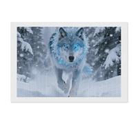 ERSTSNCK Ice Wolf Blizzard Diamond Painting Kits for Adults 8"x12" 5D Diamond Art Kits for Beginners DIY Full Drill Round Diamonds Gem Art Crafts Painting for Home Wall Decor