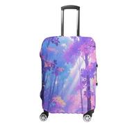 ERSTSNCK Iridescent Forest Luggage Suitcase Covers Elastic Washable Cute Luggage Protector Travel Suitcase Protective Cover For Adult (Fit 19-32 Inch Luggages) X-Large, white, L, Iridescent Forest
