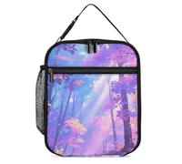 ERSTSNCK Iridescent Forest Lunch Bag for Adults Reusable Insulated Lunchbox Leakproof Small Lunch Box Tote for Men & Women Portable Food Cooler Bag for Work, Office, Picnics