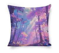 ERSTSNCK Iridescent Forest Pillow Covers 18"x18" Linen Throw Pillow Covers - Double Sided Decorative Square Cushion Cases for Sofa, Bed, Chair (No Insert Included)