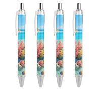 ERSTSNCK Island Corals Black Ballpoint Pens Fine Point (0.5mm) Black Ink Pen Retractable Ball Point Pens with Comfortable Full Grip for Journaling, And Office Writing Ideal 4 PCS