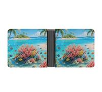 ERSTSNCK Island Corals Wallet for Men Bifold Rfid Blocking Slim Money Clip Front Pocket Wallet Card Holder