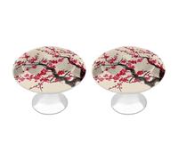 ERSTSNCK Japanese Floral Cherry Blossom Cabinet Knobs 2-Pack Silver Stainless Steel Drawer Pulls with Screws Elegant Hardware for Dressers Kitchen Cabinets & Desks