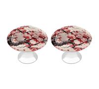 ERSTSNCK Japanese Floral Cherry Blossom Cabinet Knobs 2-Pack Silver Stainless Steel Drawer Pulls with Screws Elegant Hardware for Dressers Kitchen Cabinets & Desks