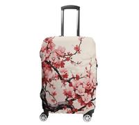 ERSTSNCK Japanese Floral Cherry Blossom Luggage Suitcase Covers Elastic Washable Cute Luggage Protector Travel Suitcase Protective Cover For Adult (Fit 19-32 Inch Luggages), white, L, Japanese Floral