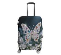 ERSTSNCK Jewel - Butterfly Luggage Suitcase Covers Elastic Washable Cute Luggage Protector Travel Suitcase Protective Cover For Adult (Fit 19-32 Inch Luggages), white, M, Jewel - Butterfly