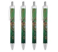 ERSTSNCK Jewel Dragonfly Black Ballpoint Pens Fine Point (0.5mm) Black Ink Pen Retractable Ball Point Pens with Comfortable Full Grip for Journaling, And Office Writing Ideal 4 PCS