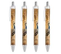 ERSTSNCK Jeweled Peacock Black Ballpoint Pens Fine Point (0.5mm) Black Ink Pen Retractable Ball Point Pens with Comfortable Full Grip for Journaling, And Office Writing Ideal 4 PCS