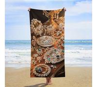 ERSTSNCK Jewelry Feast Beach Towel Oversized 31" X 63" Absorbent Towels Quick Dry Pool Towel Lightweight Bath Towels Sandproof Beach Blanket for Gym Swimming Sports Travel Gifts