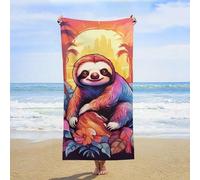 ERSTSNCK Jungle Sloth Beach Towel Oversized 31" X 63" Absorbent Towels Quick Dry Pool Towel Lightweight Bath Towels Sandproof Beach Blanket for Gym Swimming Sports Travel Gifts