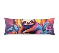 ERSTSNCK Jungle Sloth Body Pillow Pillowcase 20"x54" Lumbar Throw Pillow Covers with Hidden Zipper Breathable & Cozy Full Long Bodypillow Case Cover for Sleeping Bedroom Couch Sofa Decor