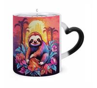 ERSTSNCK Jungle Sloth Color Changing Mug Heat Changing Coffee Mugs Funny Magic Cup Heat Sensitive Travel Mug Novelty Coffee Cups Personalized Customized Gift Idea for Men & Women 11 Oz