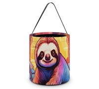 ERSTSNCK Jungle Sloth Halloween Candy Buckets Reusable Tote Candy Bag - Trick Or Treat Goody Bag with Handles