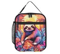ERSTSNCK Jungle Sloth Lunch Bag for Adults Reusable Insulated Lunchbox Leakproof Small Lunch Box Tote for Men & Women Portable Food Cooler Bag for Work, Office, Picnics