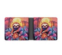 ERSTSNCK Jungle Sloth Wallet for Men Bifold Rfid Blocking Slim Money Clip Front Pocket Wallet Card Holder