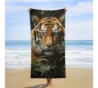 ERSTSNCK Jungle Tiger Beach Towel Oversized 31" X 63" Absorbent Towels Quick Dry Pool Towel Lightweight Bath Towels Sandproof Beach Blanket for Gym Swimming Sports Travel Gifts